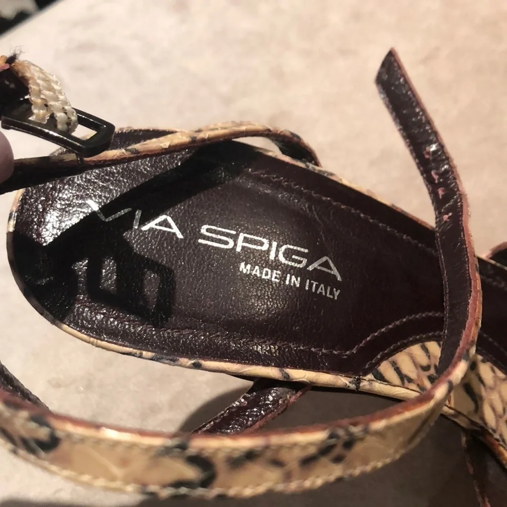 Via SPIGA Italian snake skin embellished heels